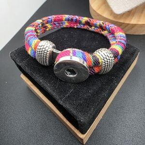 SNAP Bracelet Colorful Woven Bracelet with Silver Accents (1933E)